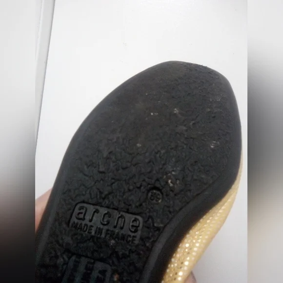 ARCHE France Metallic Gold Ballerina Ballet Flats Sz 39/8 Women - Picture 8 of 8
